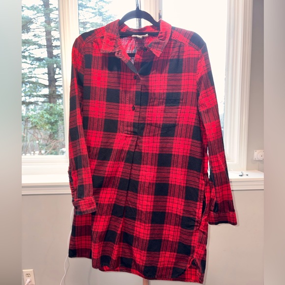 beachlunchlounge Dresses & Skirts - 100% Cotton Red and Black Plaid Button-Up Dress
